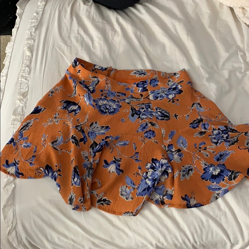 orange floral skirt